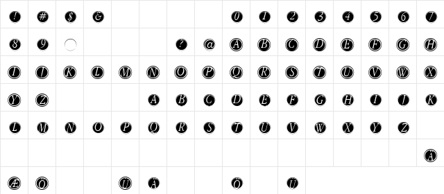 GaraNitialsFramed Regular  glyph index
