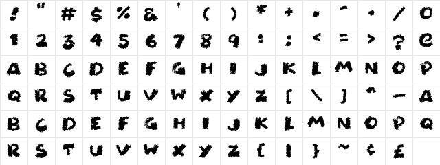 Chunky Chalk Regular  glyph index