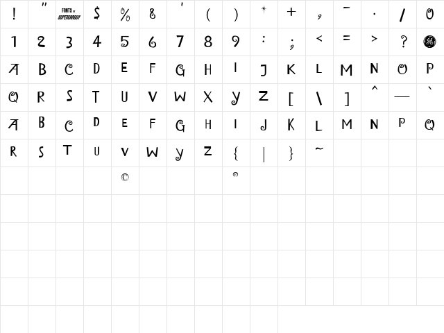 Island of Misfit Toys Regular  glyph index