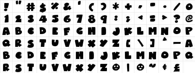 Superchunky Bold  glyph index