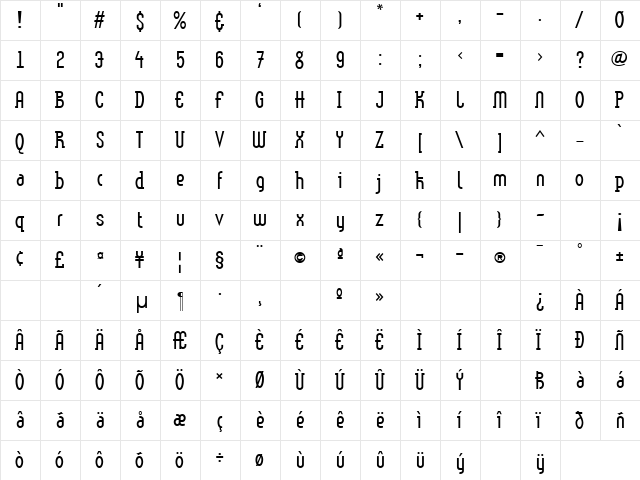LTMethod Light Regular  glyph index