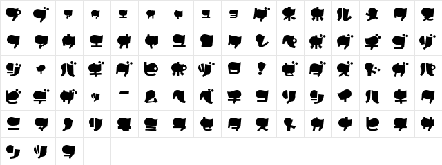 OrangeAde Regular  glyph index