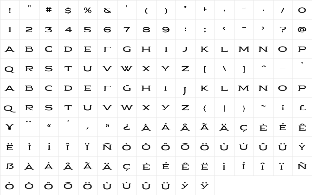 Pauraque_Serif_Rough Regular  glyph index