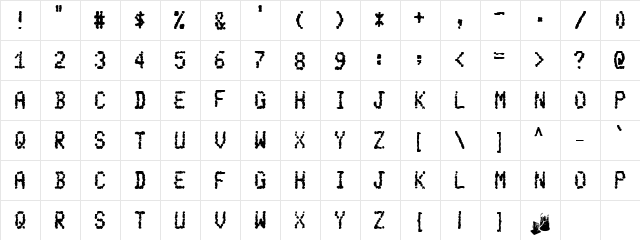 LD Tickertape Regular  glyph index