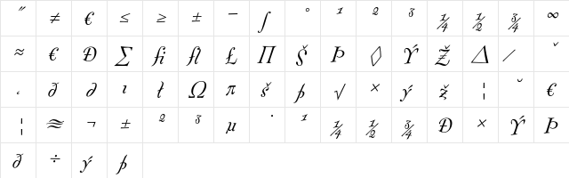 FontesqueText-ItalicExpert Regular  glyph index