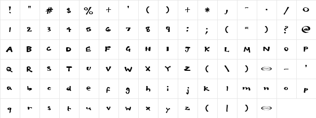 Babelfish Regular  glyph index