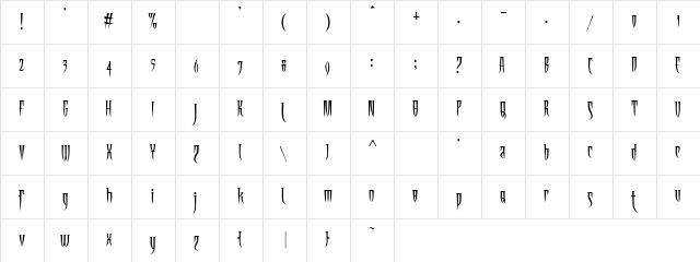 Ab Fangs Regular  glyph index