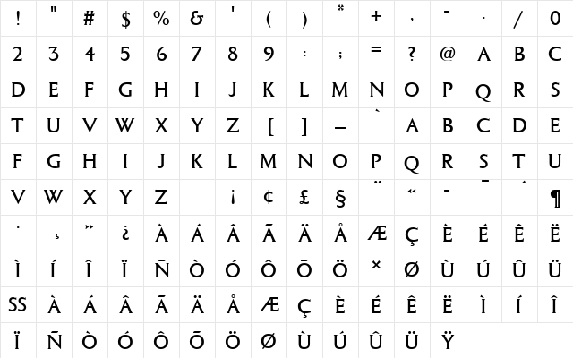 ColumnaSolDRo1 Regular  glyph index