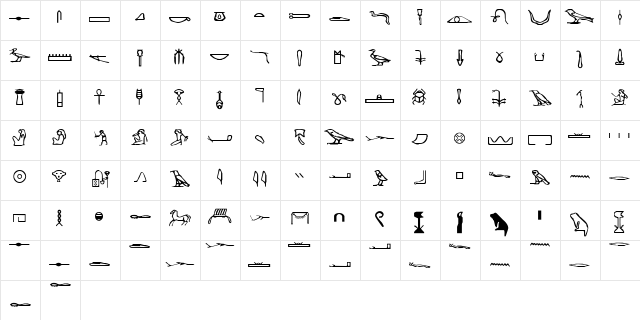 96 Regular  glyph index