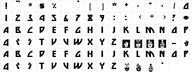 Die Nasty SuperBold  glyph index