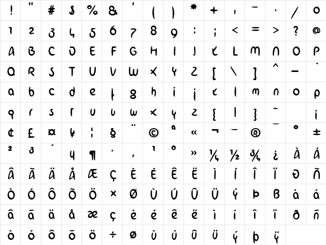 ArabStroke LT Heavy Regular  glyph index