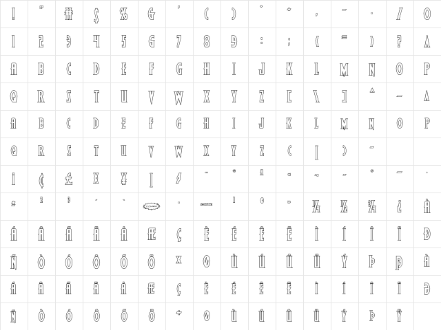 Wolf's Bane II Outline Regular  glyph index
