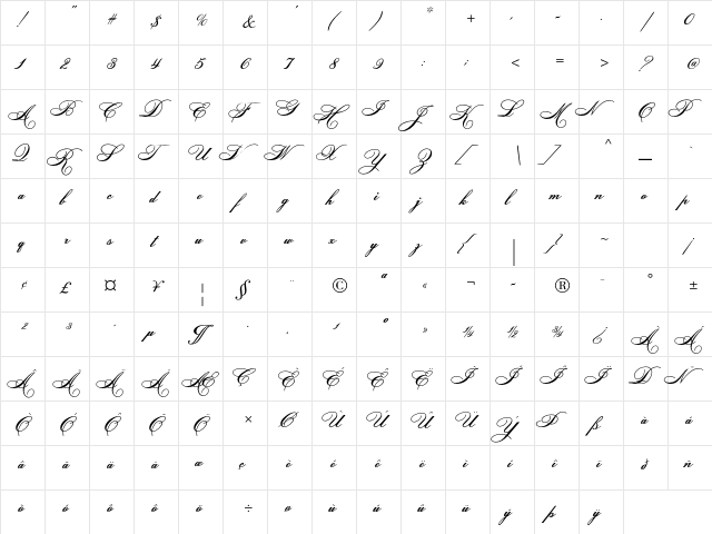 Helinda Rook Std Regular  glyph index