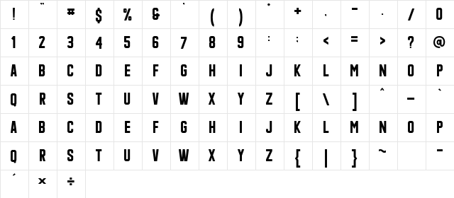Qonquer Regular  glyph index