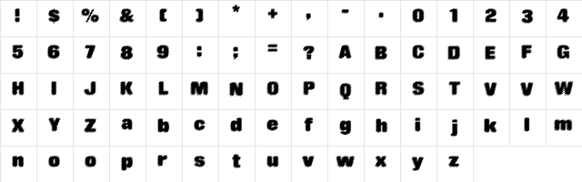 Cyber Shack Regular  glyph index