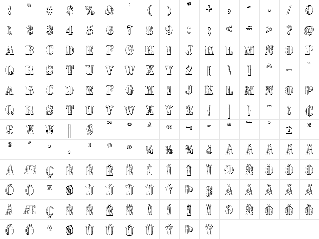Wetworks 3D Regular  glyph index