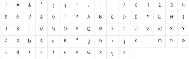 Elvina Amelia Regular  glyph index