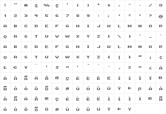 GenetrixCrossed Regular  glyph index