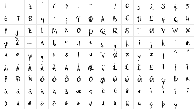 DK Abysmal Gaze Regular  glyph index
