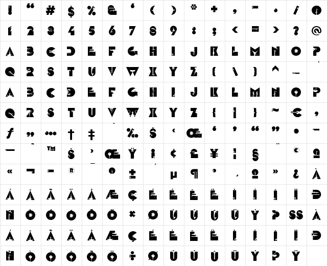 LTZootype Water Regular  glyph index