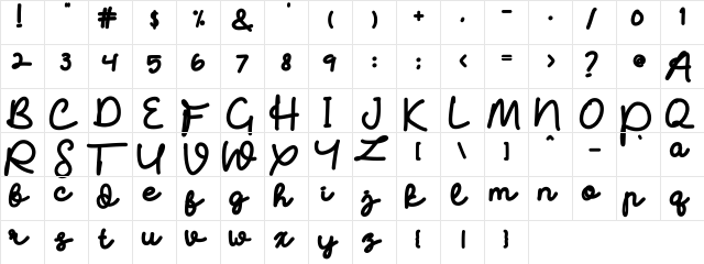 Batullistiwa Regular  glyph index