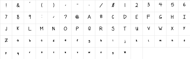 Marisa Handwriting Regular  glyph index