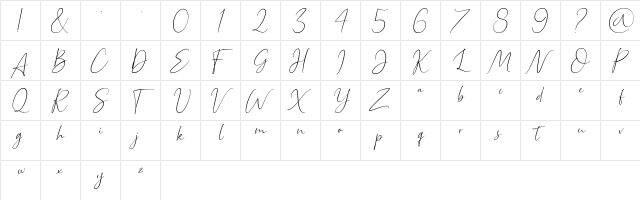 Bettrish Italic Regular  glyph index