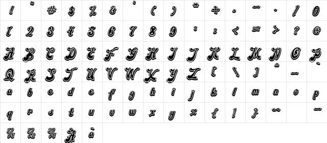 Blora Shadow  glyph index