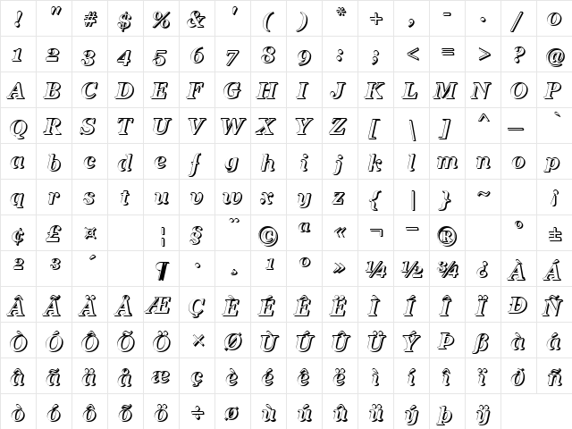 404error Regular  glyph index