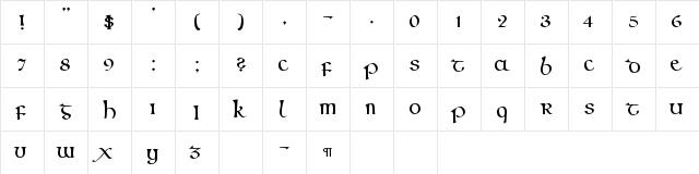 CallifontsF61TrueType Regular  glyph index
