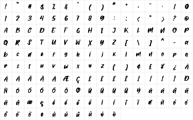 Gilmoore Rough Regular  glyph index