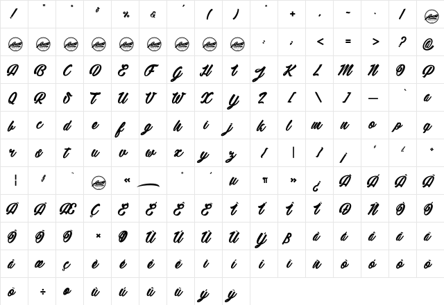 Detective Bildo 2_PersonalUseOnly Regular  glyph index