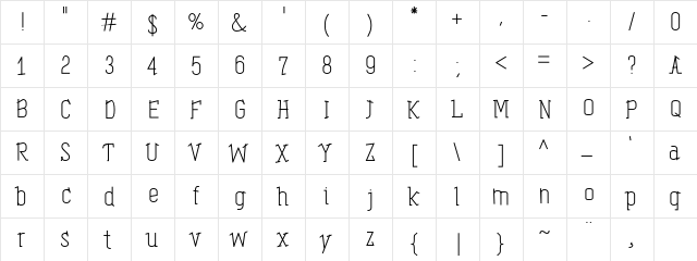 Tipals bold  glyph index