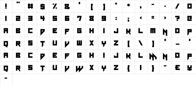 Neon Vampire Regular  glyph index