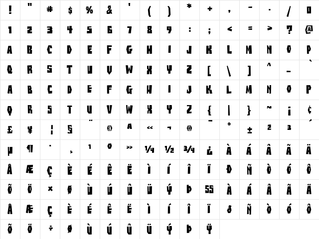 BuzzSaw AOE Regular  glyph index