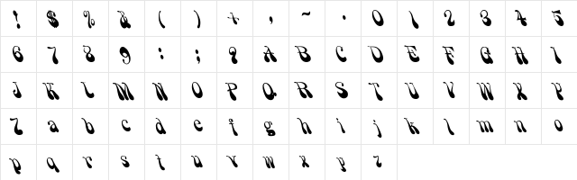 Grooovvelic Regular  glyph index