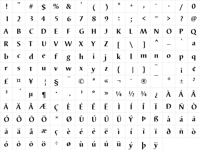 BarbedorT Bold  glyph index