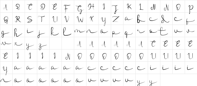 Veronica Elena Demo Regular  glyph index