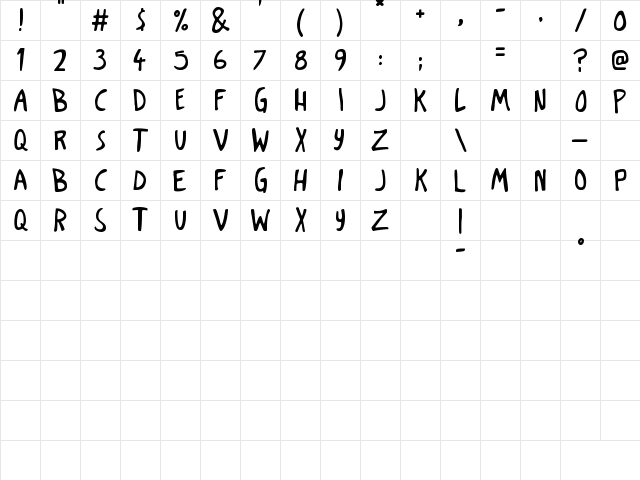 Dark Poestry Regular  glyph index