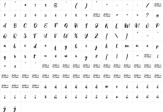 Real Ohio Regular  glyph index