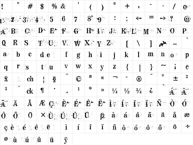 F2FMadZine LT Std Dirt Regular  glyph index