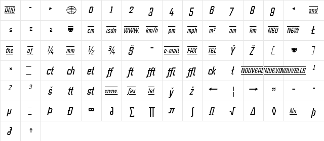 CaseStudyNoOne LT Medium Italic  glyph index