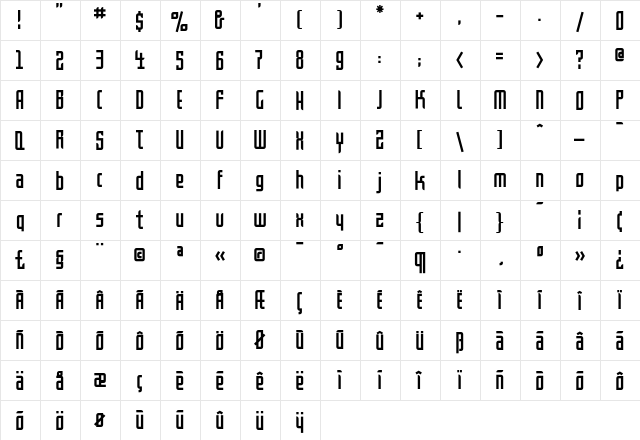 FFRosetta-Regular Regular  glyph index