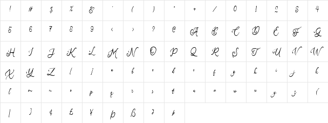 Amerta Misty DEMO Regular  glyph index