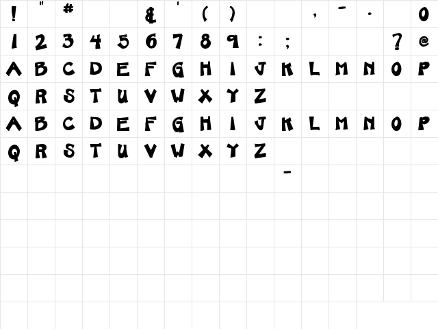 SBC Karen Bear Ultra Regular  glyph index