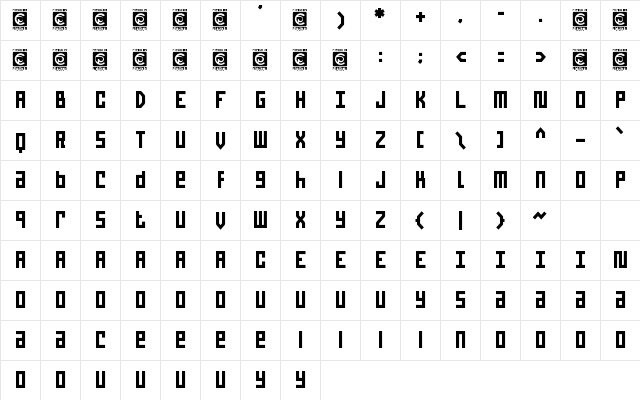 Pixel Bit Free Regular  glyph index