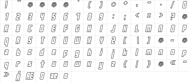Push Regular  glyph index
