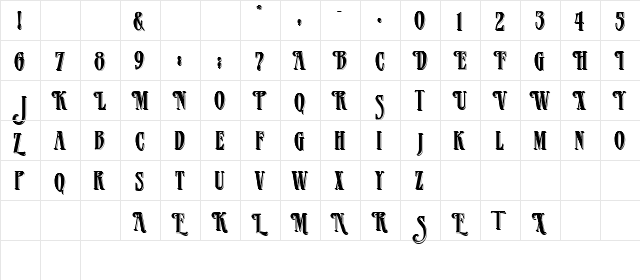 Patrician Blackshadow Regular  glyph index
