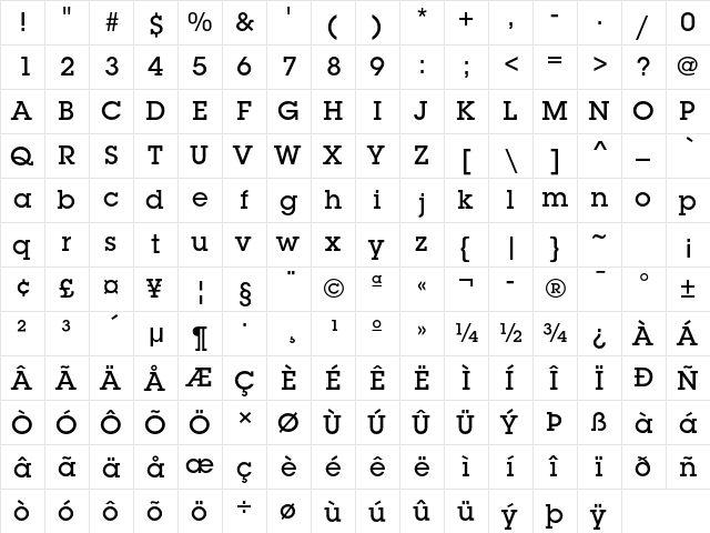 ITC Lubalin Graph Std Medium  glyph index