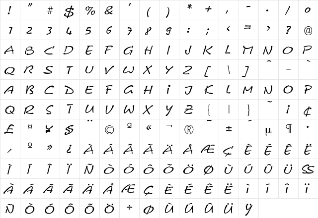 Leobelix-Regular Regular  glyph index